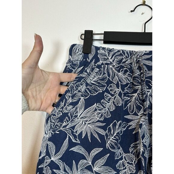 Briggs Linen Blend‎ Pull-On Shorts Small Tropical Print Blue White S Women’s - Picture 6 of 9